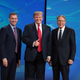 President Donald Trump with NRA Executive Vice President Wayne LaPierre, right, and Executive Director NRA-ILA Chris Cox, left, at the 148th NRA Annual Meetings & Exhibits on April 26, 2019, in Indianapolis.